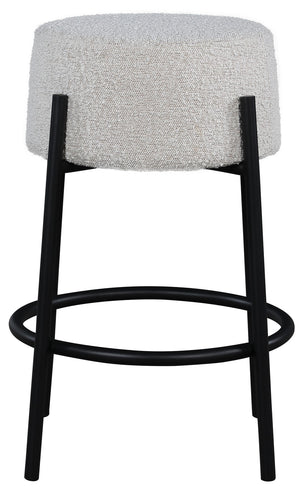 Avalon Boucle Fabric / Iron / Foam Contemporary Cream Boucle Fabric Counter Stool - 18" W x 18" D x 26.5" H