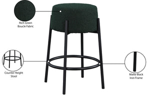 Avalon Boucle Fabric / Iron / Foam Contemporary Green Boucle Fabric Counter Stool - 18" W x 18" D x 26.5" H