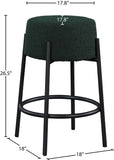 Avalon Boucle Fabric / Iron / Foam Contemporary Green Boucle Fabric Counter Stool - 18" W x 18" D x 26.5" H