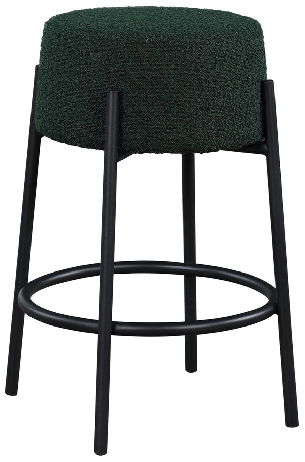 Avalon Boucle Fabric / Iron / Foam Contemporary Green Boucle Fabric Counter Stool - 18" W x 18" D x 26.5" H