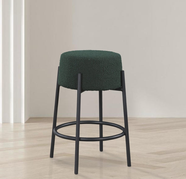 Avalon Boucle Fabric / Iron / Foam Contemporary Green Boucle Fabric Counter Stool - 18" W x 18" D x 26.5" H