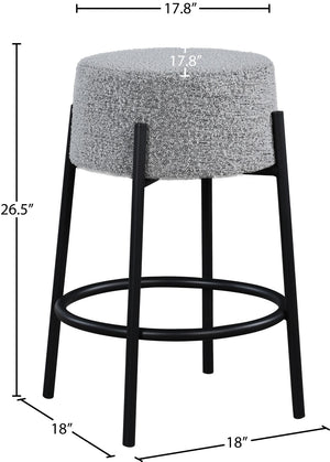 Avalon Boucle Fabric / Iron / Foam Contemporary Grey Boucle Fabric Counter Stool - 18" W x 18" D x 26.5" H