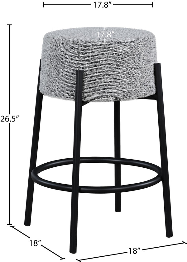 Avalon Boucle Fabric / Iron / Foam Contemporary Grey Boucle Fabric Counter Stool - 18" W x 18" D x 26.5" H