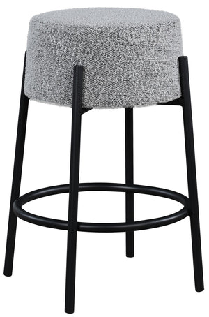 Avalon Boucle Fabric / Iron / Foam Contemporary Grey Boucle Fabric Counter Stool - 18" W x 18" D x 26.5" H