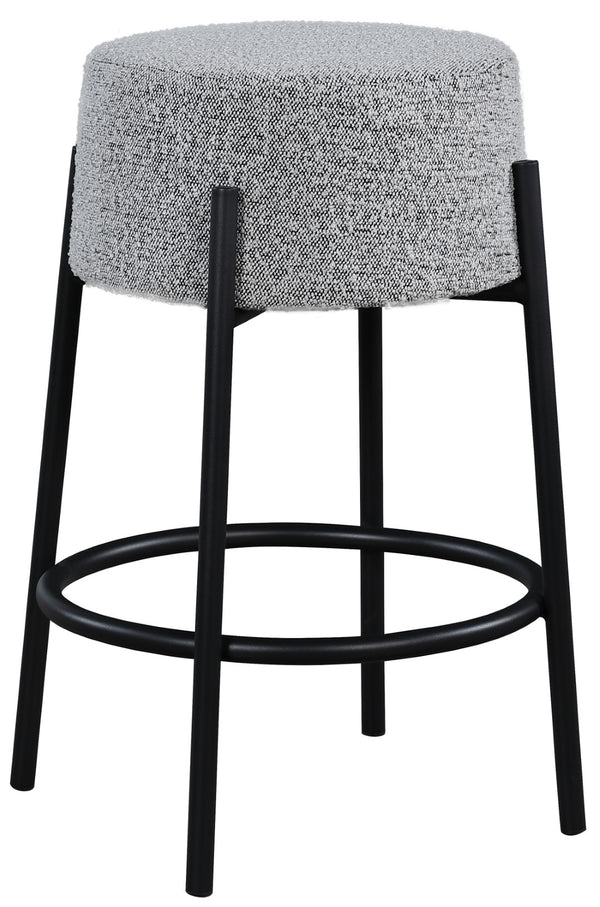 Avalon Boucle Fabric / Iron / Foam Contemporary Grey Boucle Fabric Counter Stool - 18" W x 18" D x 26.5" H