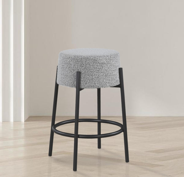 Avalon Boucle Fabric / Iron / Foam Contemporary Grey Boucle Fabric Counter Stool - 18" W x 18" D x 26.5" H