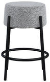 Avalon Boucle Fabric / Iron / Foam Contemporary Grey Boucle Fabric Counter Stool - 18" W x 18" D x 26.5" H