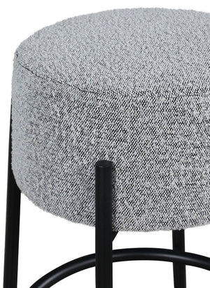 Avalon Boucle Fabric / Iron / Foam Contemporary Grey Boucle Fabric Counter Stool - 18" W x 18" D x 26.5" H
