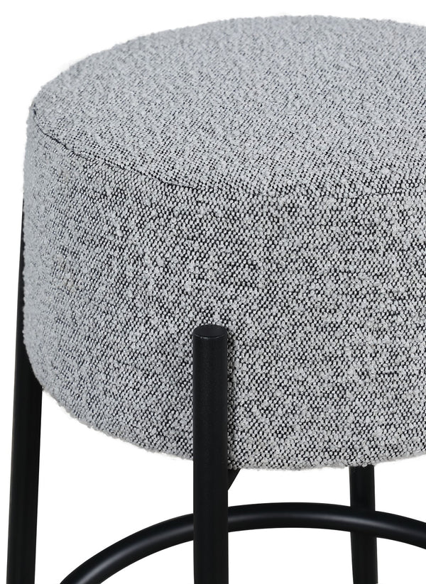 Avalon Boucle Fabric / Iron / Foam Contemporary Grey Boucle Fabric Counter Stool - 18" W x 18" D x 26.5" H