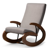 Kaira Modern Contemporary Fabric Upholstered Walnut Finished Wood Rocking Chair
