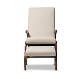 Baxton Studio Kaira Modern and Contemporary 2-Piece Light Beige Fabric Upholstered and Walnut-Finished Wood Rocking Chair and Ottoman Set