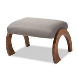 Sandrine Modern Contemporary Fabric Upholstered Walnut Brown Finished Wood Ottoman