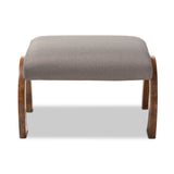 Baxton Studio Sandrine Modern and Contemporary Grey Fabric Upholstered Walnut Brown Finished Wood Ottoman