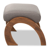 Baxton Studio Sandrine Modern and Contemporary Grey Fabric Upholstered Walnut Brown Finished Wood Ottoman