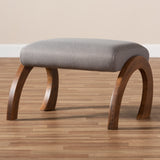 Baxton Studio Sandrine Modern and Contemporary Grey Fabric Upholstered Walnut Brown Finished Wood Ottoman