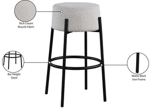 Avalon Boucle Fabric / Iron / Foam Contemporary Cream Boucle Fabric Bar Stool - 18" W x 18" D x 30.5" H