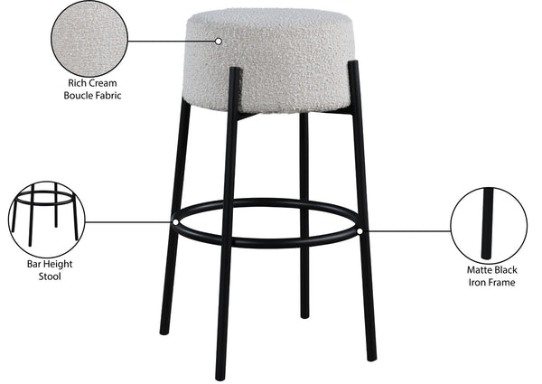 Avalon Boucle Fabric / Iron / Foam Contemporary Cream Boucle Fabric Bar Stool - 18" W x 18" D x 30.5" H