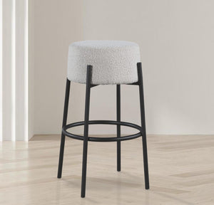 Avalon Boucle Fabric / Iron / Foam Contemporary Cream Boucle Fabric Bar Stool - 18" W x 18" D x 30.5" H