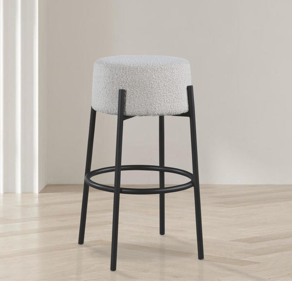 Avalon Boucle Fabric / Iron / Foam Contemporary Cream Boucle Fabric Bar Stool - 18" W x 18" D x 30.5" H