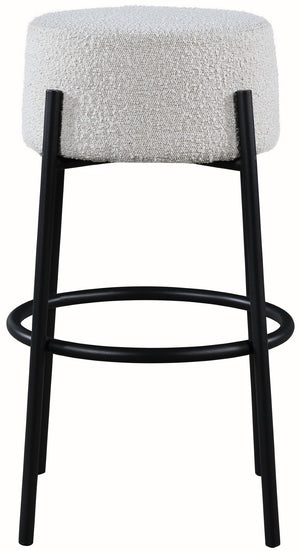 Avalon Boucle Fabric / Iron / Foam Contemporary Cream Boucle Fabric Bar Stool - 18" W x 18" D x 30.5" H