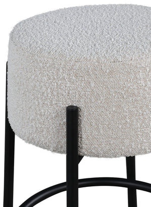 Avalon Boucle Fabric / Iron / Foam Contemporary Cream Boucle Fabric Bar Stool - 18" W x 18" D x 30.5" H