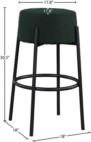 Avalon Boucle Fabric / Iron / Foam Contemporary Green Boucle Fabric Bar Stool - 18" W x 18" D x 30.5" H