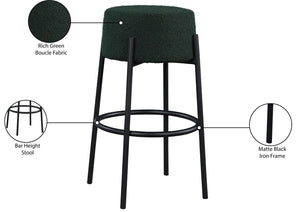 Avalon Boucle Fabric / Iron / Foam Contemporary Green Boucle Fabric Bar Stool - 18" W x 18" D x 30.5" H