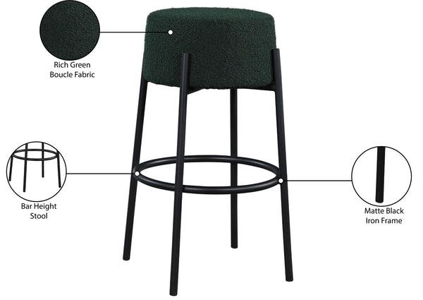 Avalon Boucle Fabric / Iron / Foam Contemporary Green Boucle Fabric Bar Stool - 18" W x 18" D x 30.5" H