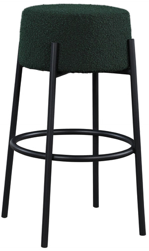 Avalon Boucle Fabric / Iron / Foam Contemporary Green Boucle Fabric Bar Stool - 18" W x 18" D x 30.5" H