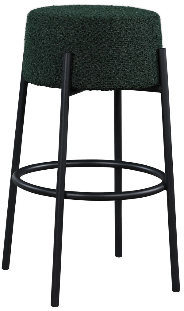 Avalon Boucle Fabric / Iron / Foam Contemporary Green Boucle Fabric Bar Stool - 18" W x 18" D x 30.5" H