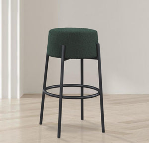 Avalon Boucle Fabric / Iron / Foam Contemporary Green Boucle Fabric Bar Stool - 18" W x 18" D x 30.5" H