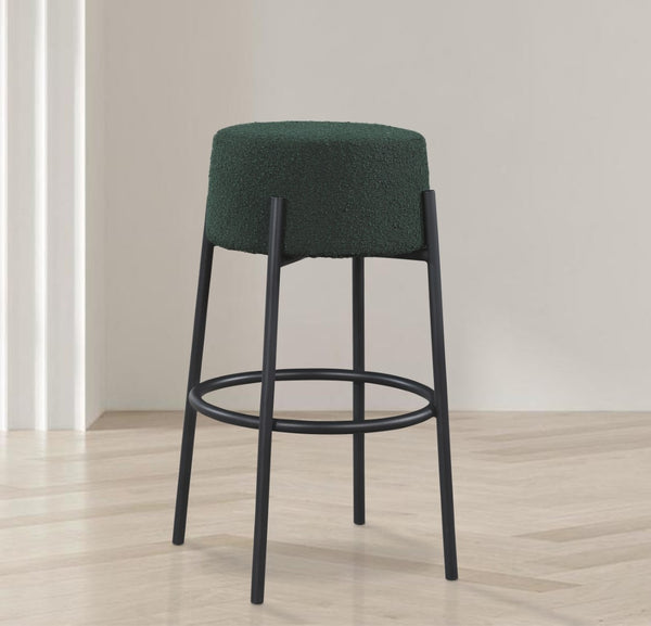 Avalon Boucle Fabric / Iron / Foam Contemporary Green Boucle Fabric Bar Stool - 18" W x 18" D x 30.5" H