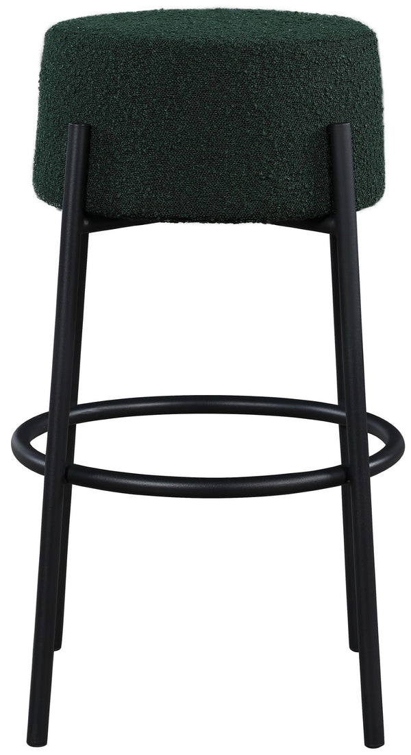 Avalon Boucle Fabric / Iron / Foam Contemporary Green Boucle Fabric Bar Stool - 18" W x 18" D x 30.5" H