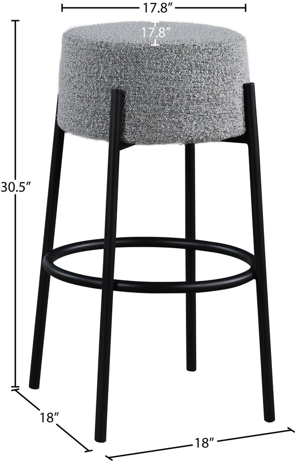Avalon Boucle Fabric / Iron / Foam Contemporary Grey Boucle Fabric Bar Stool - 18" W x 18" D x 30.5" H