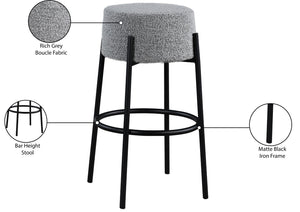 Avalon Boucle Fabric / Iron / Foam Contemporary Grey Boucle Fabric Bar Stool - 18" W x 18" D x 30.5" H