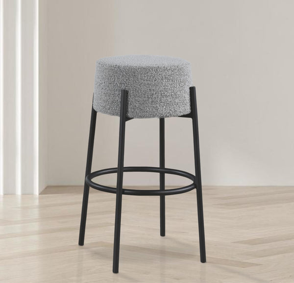 Avalon Boucle Fabric / Iron / Foam Contemporary Grey Boucle Fabric Bar Stool - 18" W x 18" D x 30.5" H