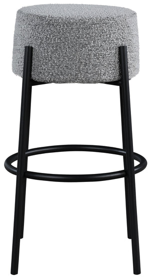 Avalon Boucle Fabric / Iron / Foam Contemporary Grey Boucle Fabric Bar Stool - 18" W x 18" D x 30.5" H