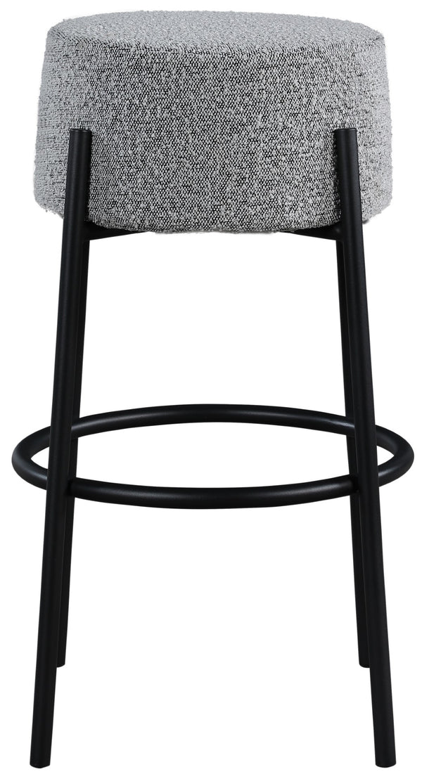 Avalon Boucle Fabric / Iron / Foam Contemporary Grey Boucle Fabric Bar Stool - 18" W x 18" D x 30.5" H
