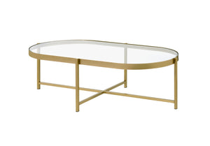 Charrot Contemporary Coffee Table Clear Glass & Gold Finish 82305-ACME