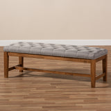 Baxton Studio Ainsley Modern and Contemporary Grey Fabric Upholstered Walnut Finished Solid Rubberwood Bench