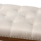 Baxton Studio Ainsley Modern and Contemporary Light Beige Fabric Upholstered Walnut Finished Solid Rubberwood Bench
