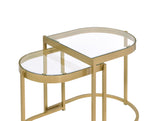 Timbul Contemporary Nesting Table Clear Glass & Gold Finish 82340-ACME