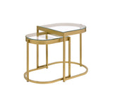 Timbul Contemporary Nesting Table Clear Glass & Gold Finish 82340-ACME