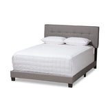 Audrey Modern and Contemporary Light Grey Fabric Upholstered King Size Bed