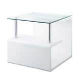 Nevaeh Contemporary End Table Clear Glass & White High Gloss Finish 82362-ACME