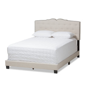 Baxton Studio Vivienne Modern and Contemporary Light Beige Fabric Upholstered King Size Bed