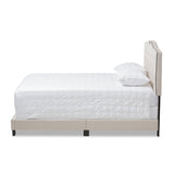 Baxton Studio Vivienne Modern and Contemporary Light Beige Fabric Upholstered Queen Size Bed