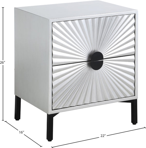 Glitz Engineered Wood / Iron Contemporary Antique Silver Side Table - 22" W x 16" D x 26" H