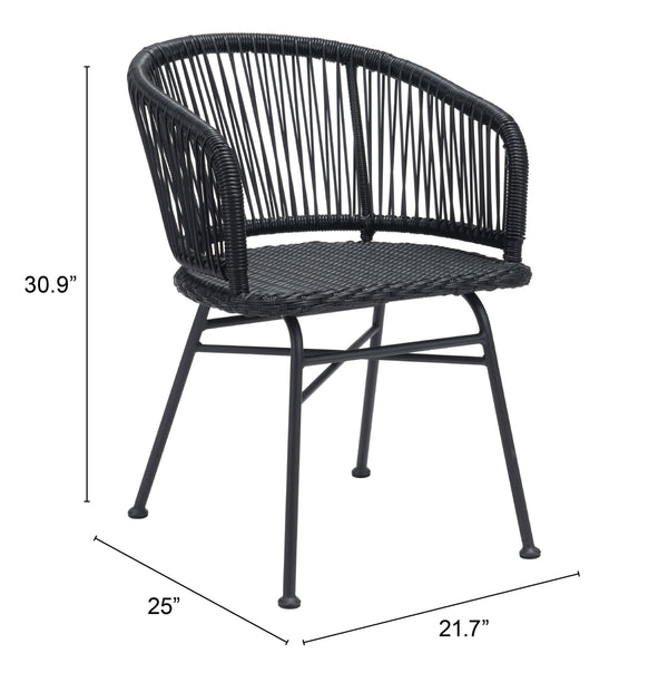 Zuo Modern Zaragoza Steel, Polyethylene Modern Commercial Grade Dining Chair Set - Set of 2 Black Steel, Polyethylene