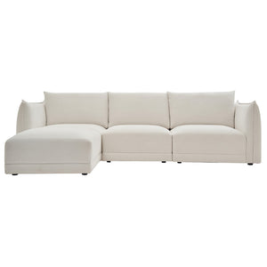 Sagebrook Home Contemporary Laf/raf Chaise Sofa W/ Knife Edge Tailoring 18099 Ivory/beige Wood